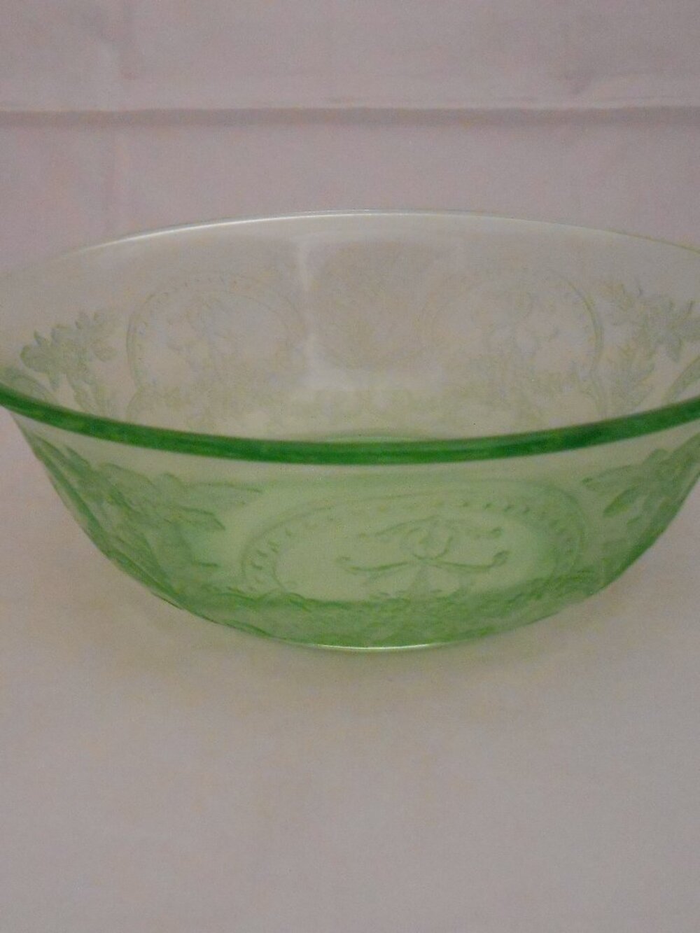 Vintage Uranium Glass, Indiana Glass, Green Horseshoe, #612, 6.5" Diameter